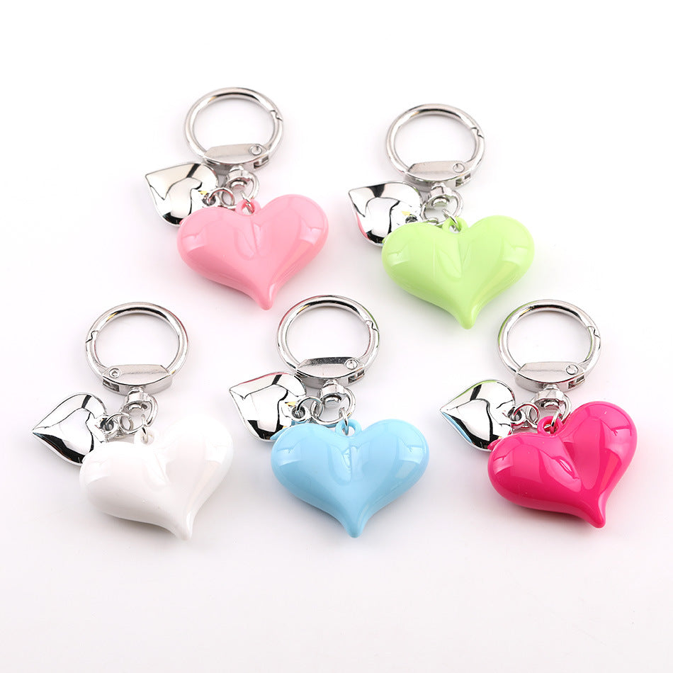 Cute Heart Charm Keychain Bag Pendant Accessory - Wine red