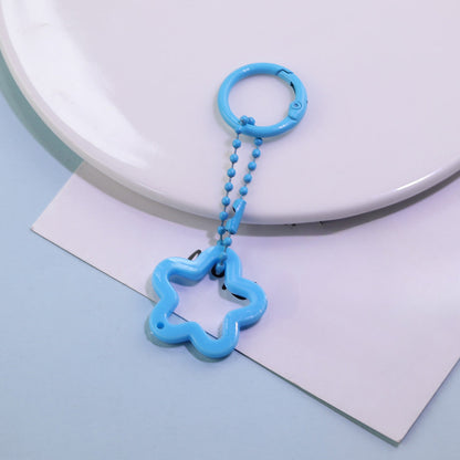 Acrylic Star Flower Ring Bead Chain Keychain DIY - royal blue