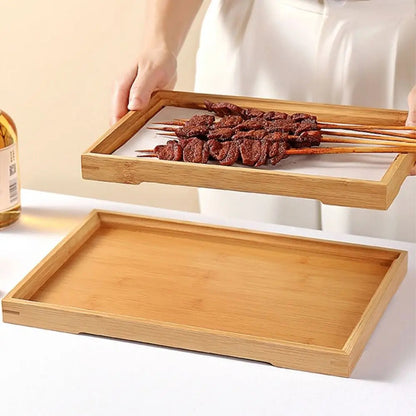 Rectangular Bamboo Tray Wooden Household Fruit and Snack Plate