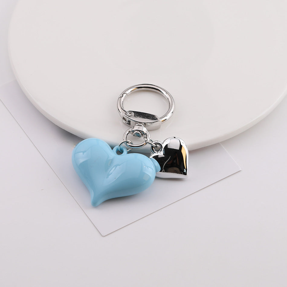 Cute Heart Charm Keychain Bag Pendant Accessory - Silver