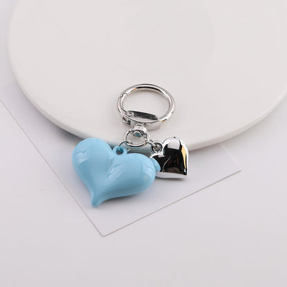 Cute Heart Charm Keychain Bag Pendant Accessory - Silver