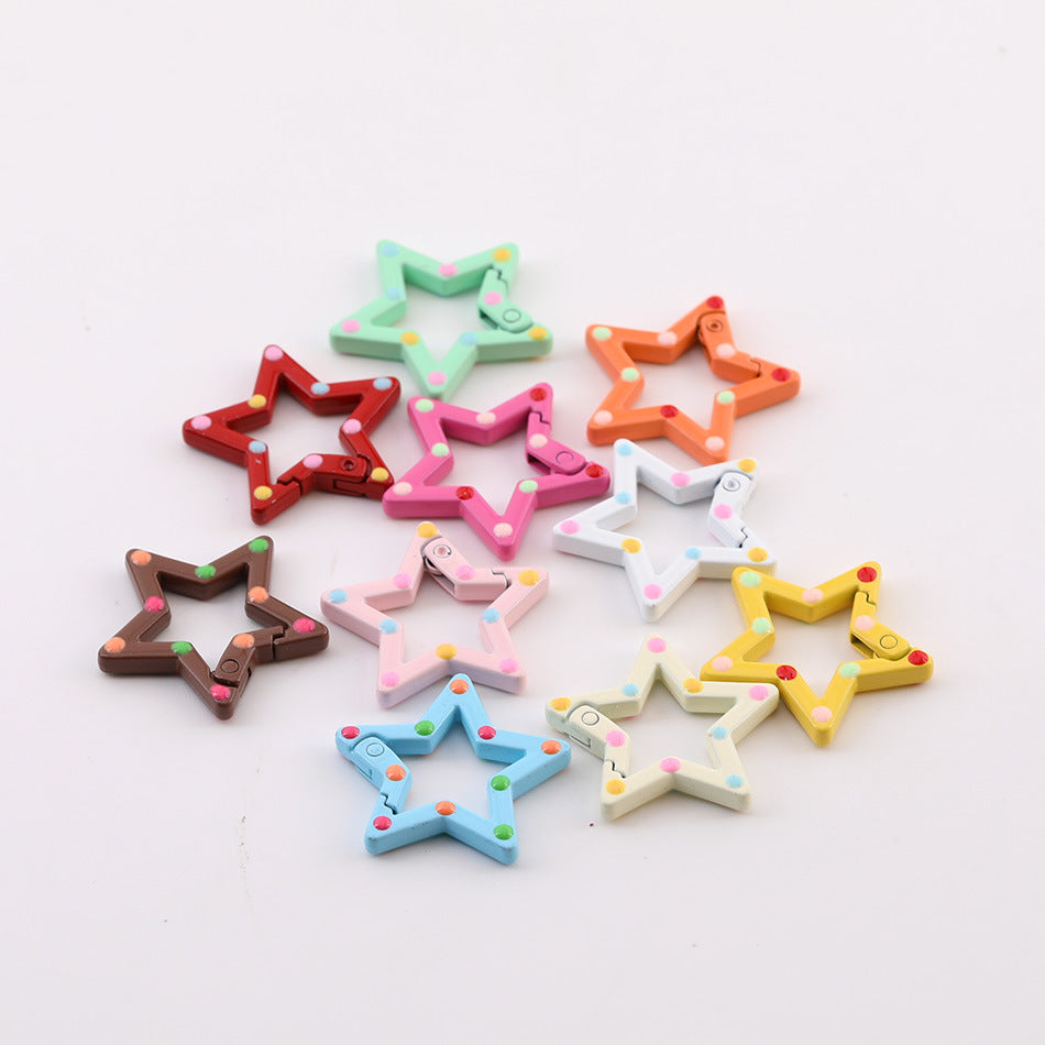 10pcs Colorful Star Shape Spring Snap Ring DIY Finding - Color Random