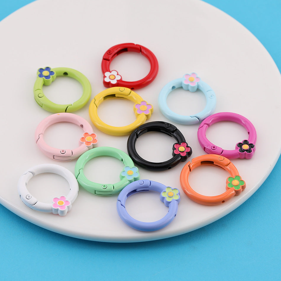 13pcs Colorful Flower Spring Ring Clasp DIY Accessory Finding - additional product photo 2