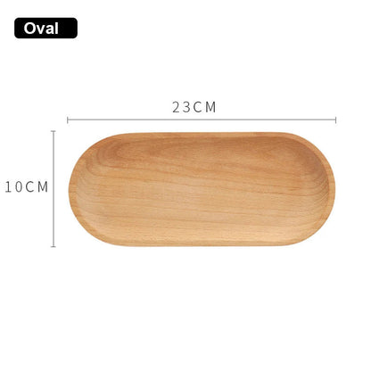 Solid Wood Dinner Plate Tray for Cake Bread Coffee and Tea