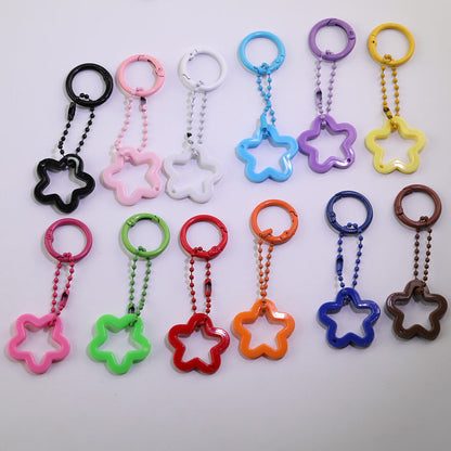 Acrylic Star Flower Ring Bead Chain Keychain DIY - Red