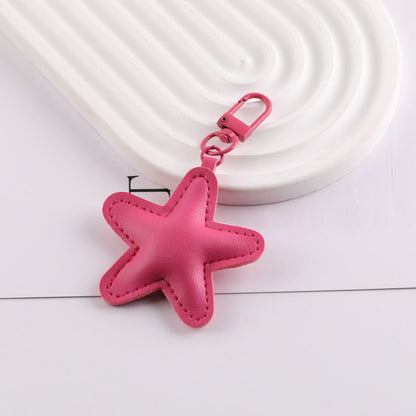 PU Leather Star Shape Keychain Charm Bag Pendant - Green