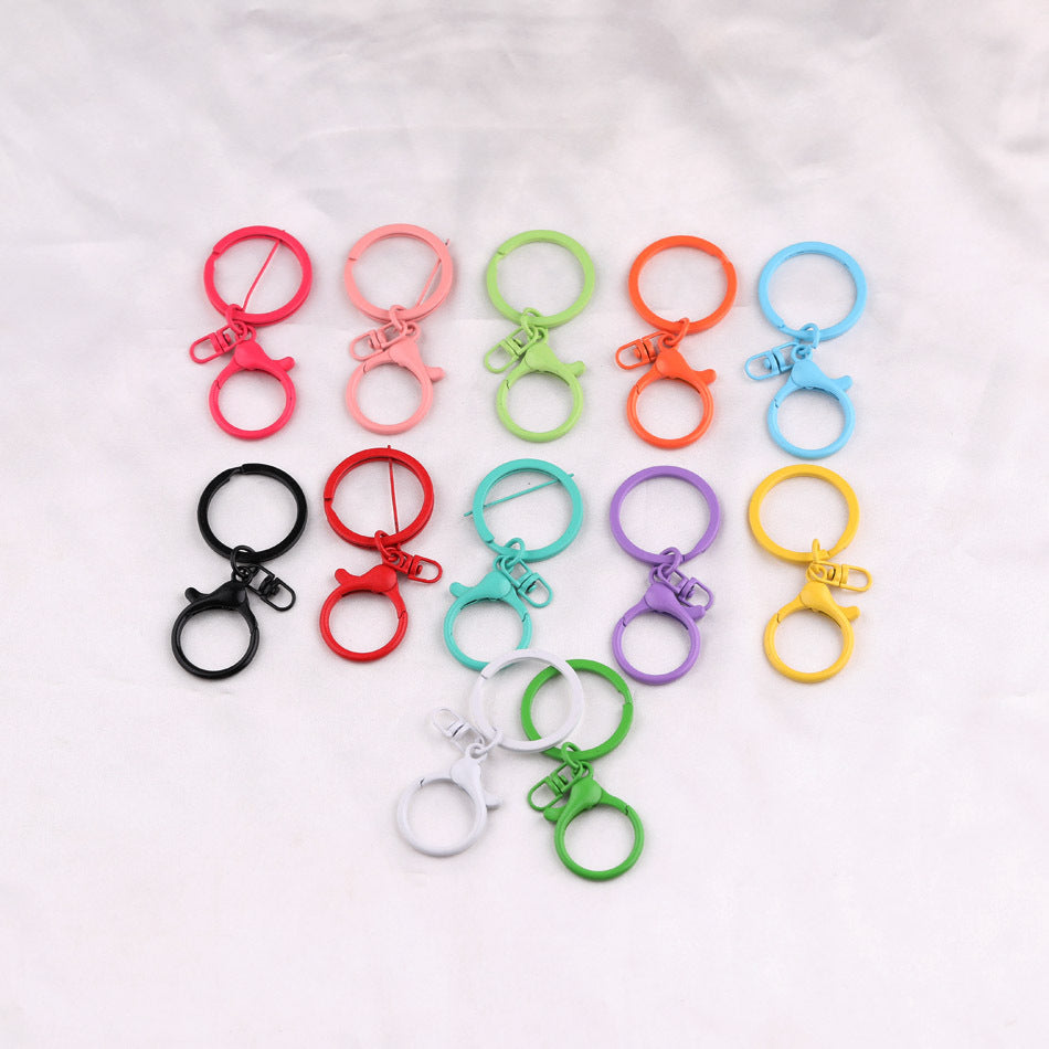 3pcs Colorful Metal Lobster Clasp Split Ring Keychain - Mint color