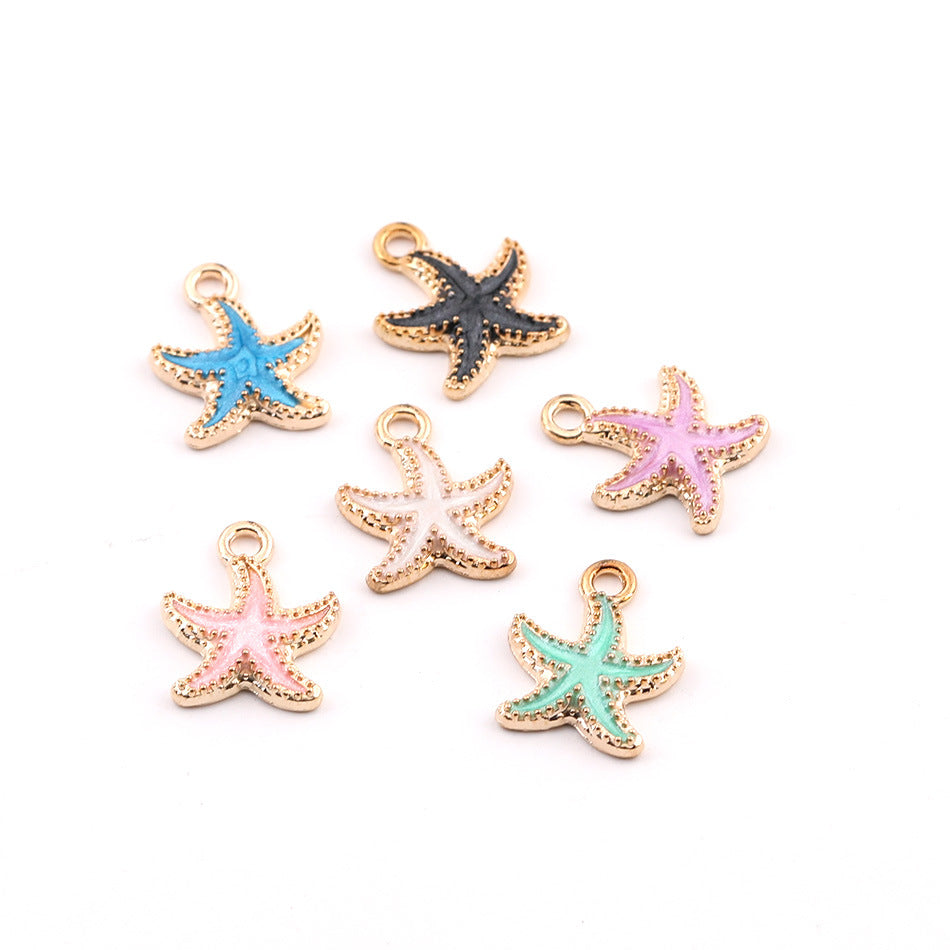 3pcs Enamel Gold Starfish Charm Pendant DIY Jewelry Finding - White