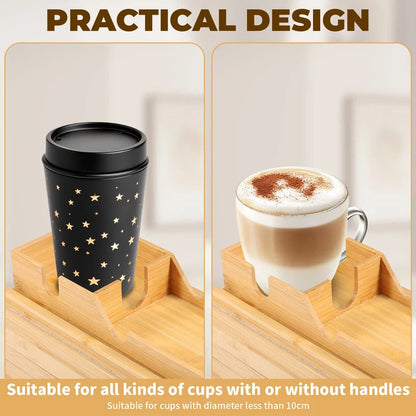 Bamboo Anti-Slip Couch Cup Holder Sofa Armrest Tray