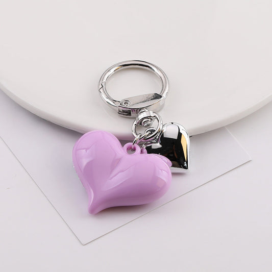 Cute Heart Charm Keychain Bag Pendant Accessory - Purple