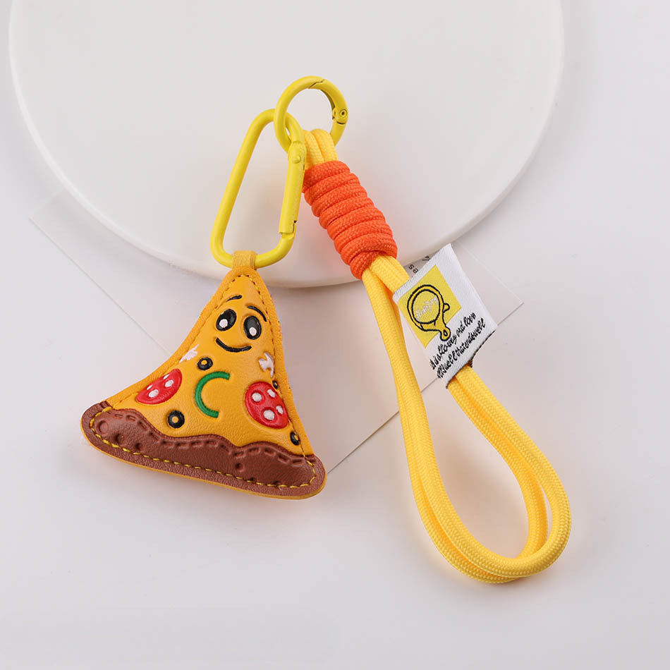 Handmade Leather Burger Pizza Food Charm Keychain - additional product photo 3