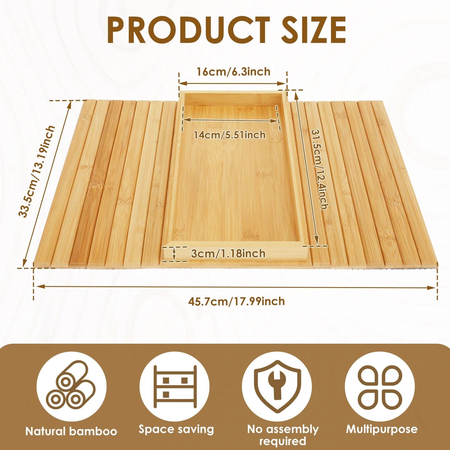 Bamboo Anti-Slip Couch Cup Holder Sofa Armrest Tray