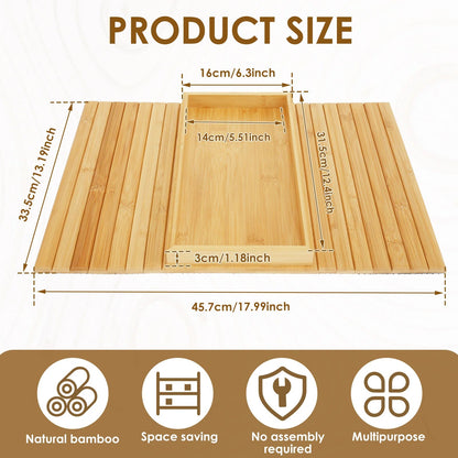 Bamboo Anti-Slip Couch Cup Holder Sofa Armrest Tray