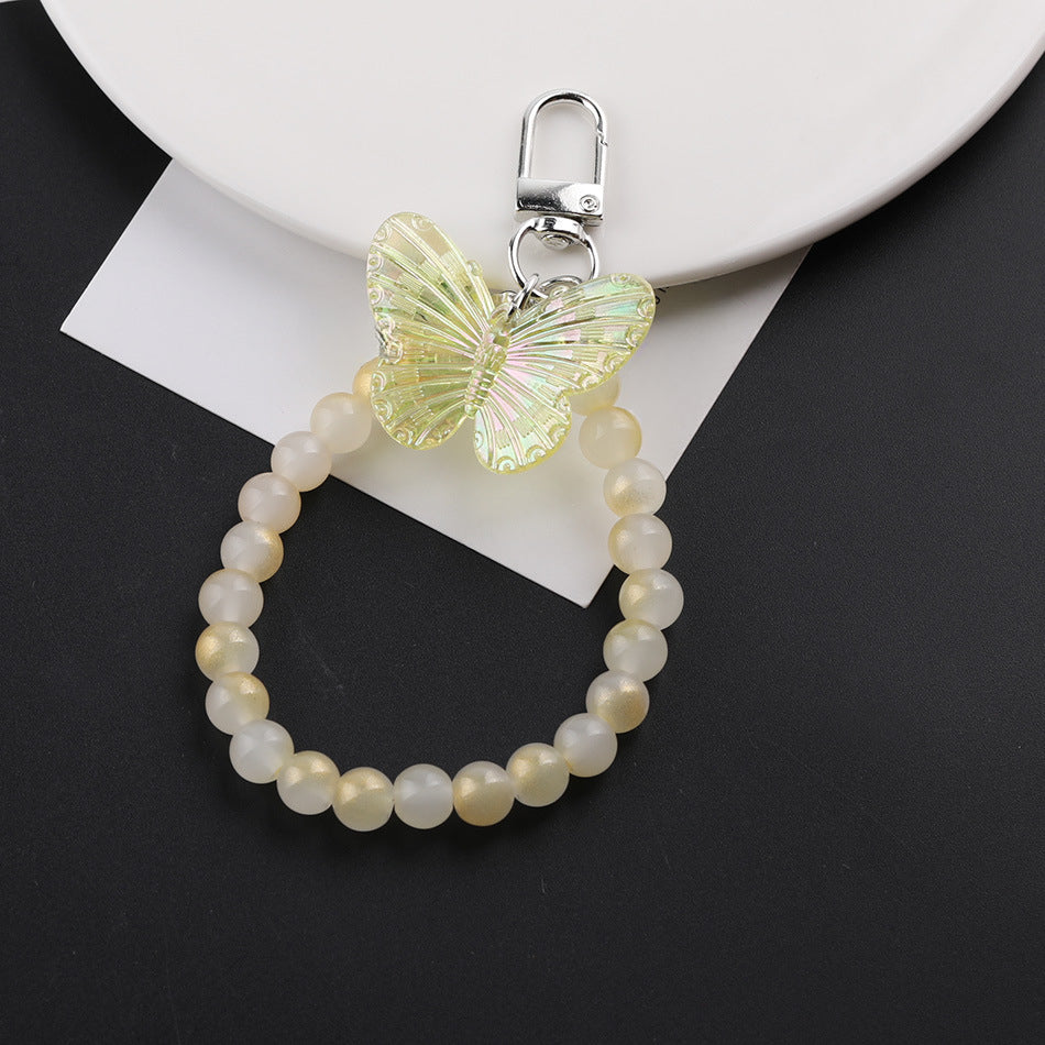 Butterfly Bead Loop Keychain Wristlet Charm DIY - Purple