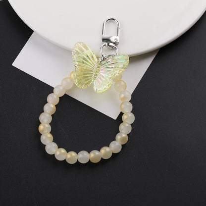 Butterfly Bead Loop Keychain Wristlet Charm DIY - Purple