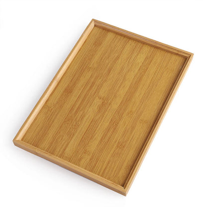 Bamboo Wooden Rectangular Serving Tray for Tea and Cups