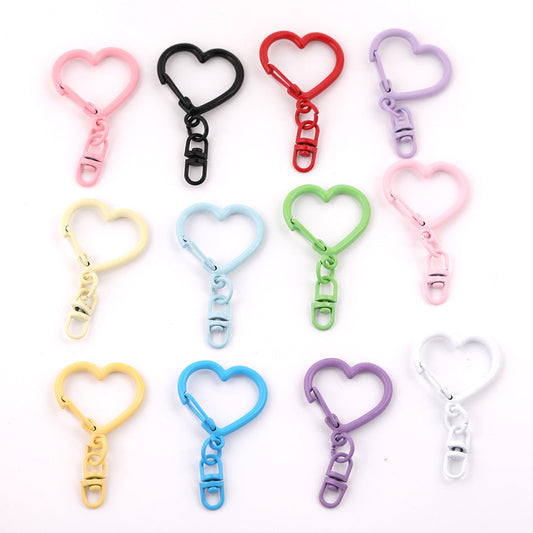 3pcs Colorful Heart Shape Keychain Hook DIY Finding - Red