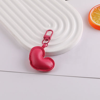 PU Leather Puffy Heart Keychain Charm Bag Pendant - Royal Blue