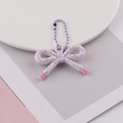 Cute Patterned Bow Charm Pendant Ball Chain Keychain - additional product photo 3