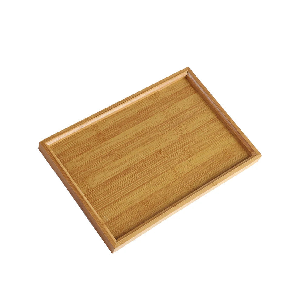 Bamboo Wooden Rectangular Serving Tray for Tea and Cups