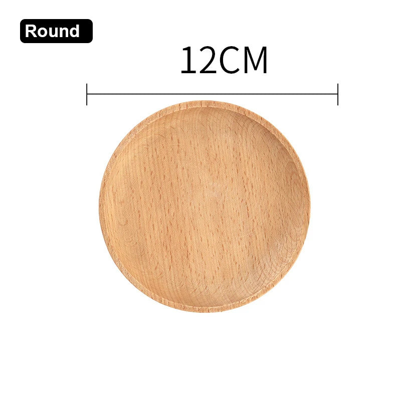Solid Wood Dinner Plate Tray for Cake Bread Coffee and Tea