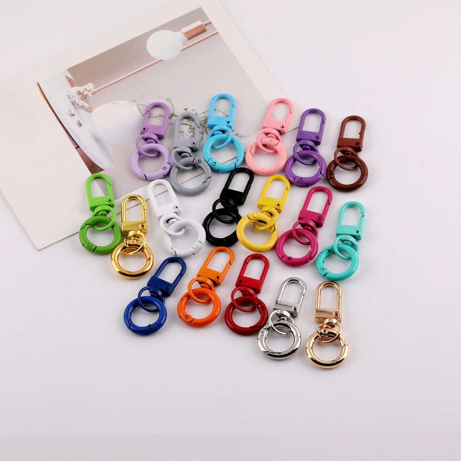 Colorful Metal Swivel Snap Hook Keychain DIY Finding - Red