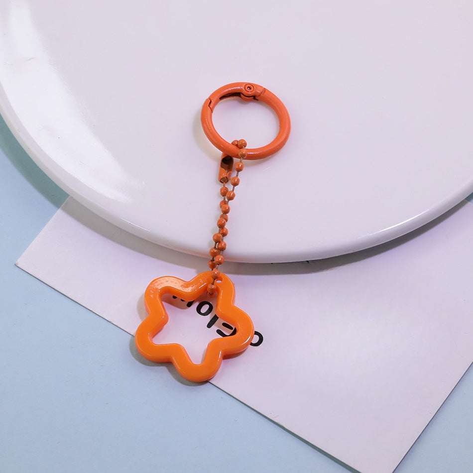 Acrylic Star Flower Ring Bead Chain Keychain DIY - Yellow