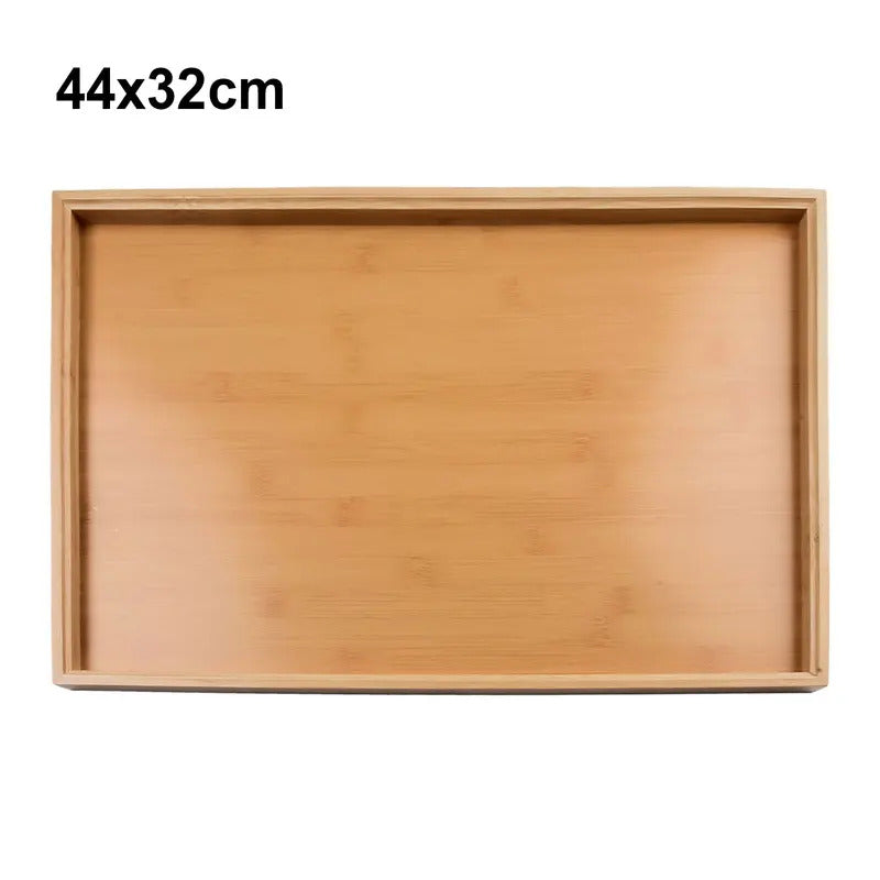 Bamboo Wooden Rectangular Serving Tray for Tea and Cups