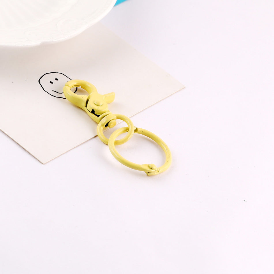Colorful Metal Swivel Lobster Clasp with Split Ring - Yellow
