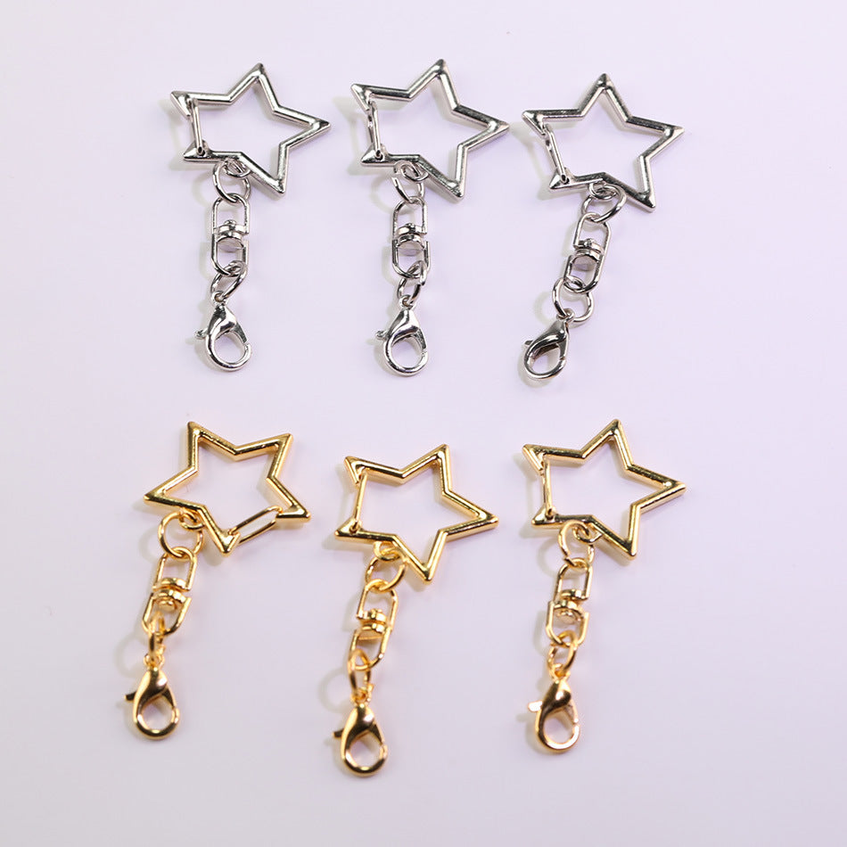 2pcs Metal Star Ring Keychain with Chain and Lobster Clasp - additional product photo 3