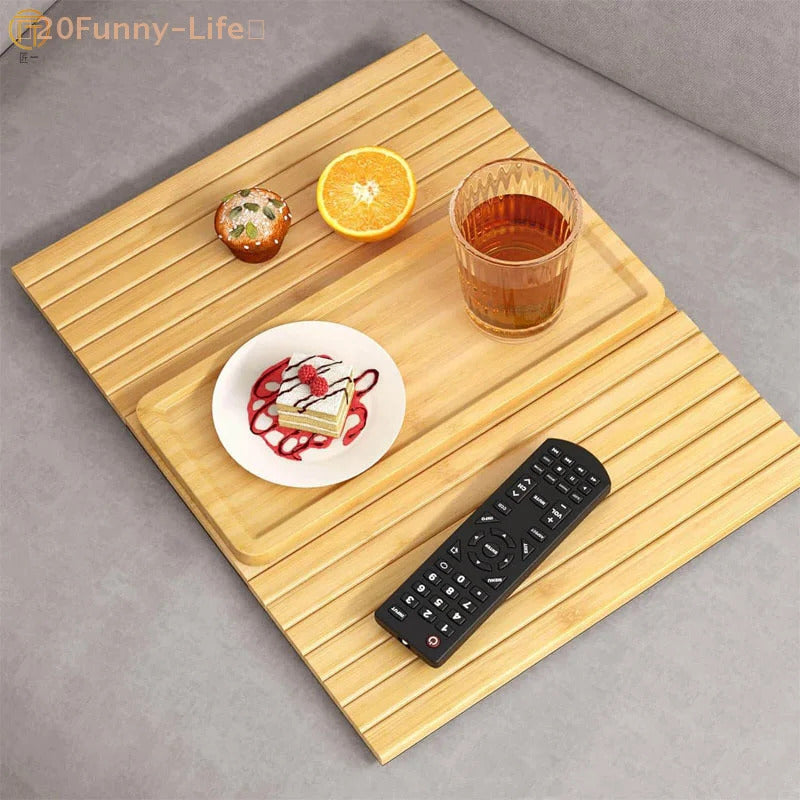 Removable Natural Bamboo Foldable Anti-Slip Sofa Armrest Cup Holder