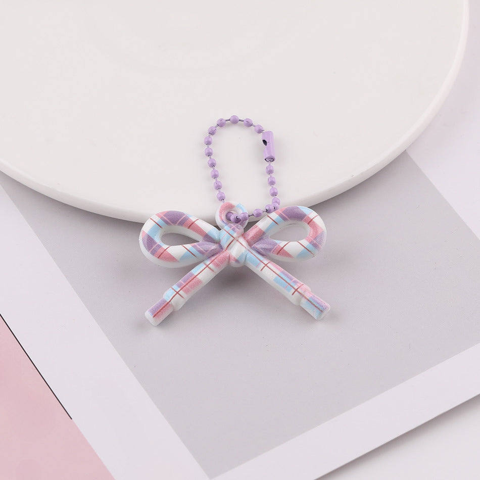 Cute Patterned Bow Charm Pendant Ball Chain Keychain - additional product photo 2