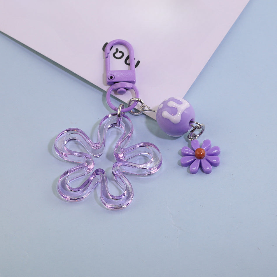 Acrylic Flower Daisy Bead Charm Keychain DIY Jewelry - additional product photo 1