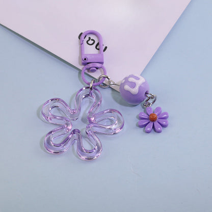 Acrylic Flower Daisy Bead Charm Keychain DIY Jewelry - additional product photo 1