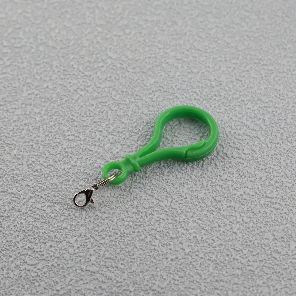 Colorful Plastic Loop Ring Keychain with Lobster Clasp - Orange