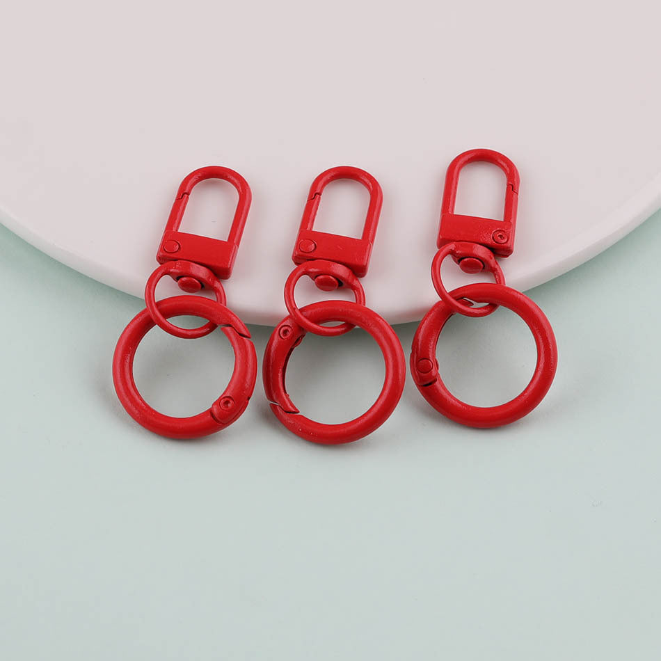 3pcs Colorful Metal Swivel Snap Hook Spring Ring Keychain - Yellow