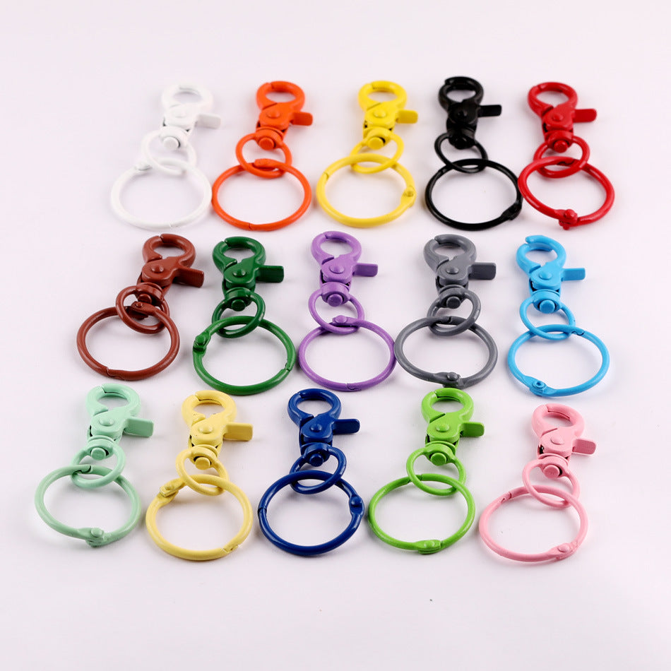 Colorful Metal Swivel Lobster Clasp with Split Ring - Red