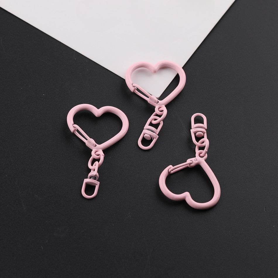 3pcs Colorful Heart Shape Keychain Hook DIY Finding - Pink