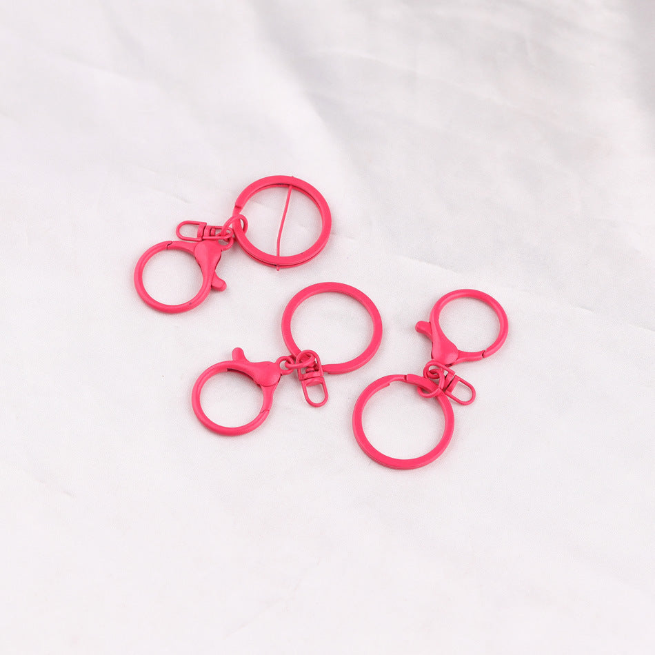3pcs Colorful Metal Lobster Clasp Split Ring Keychain - Purple