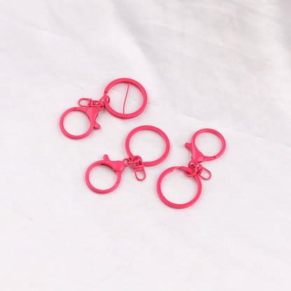 3pcs Colorful Metal Lobster Clasp Split Ring Keychain - Purple