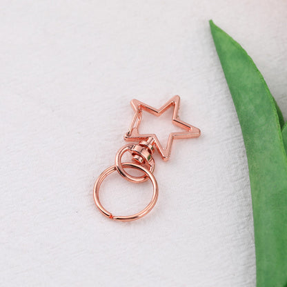 Rose Gold Cartoon Shape Swivel Hook Keychain - Shell