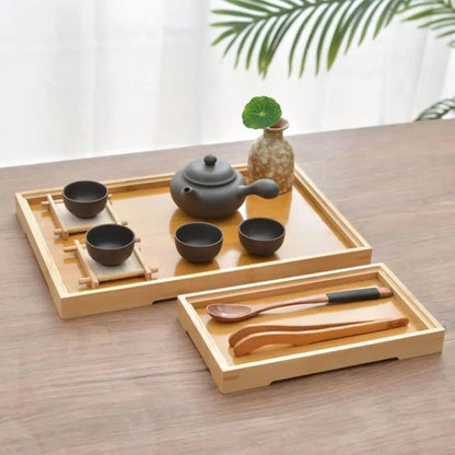 Rectangular Bamboo Tray Wooden Household Fruit and Snack Plate