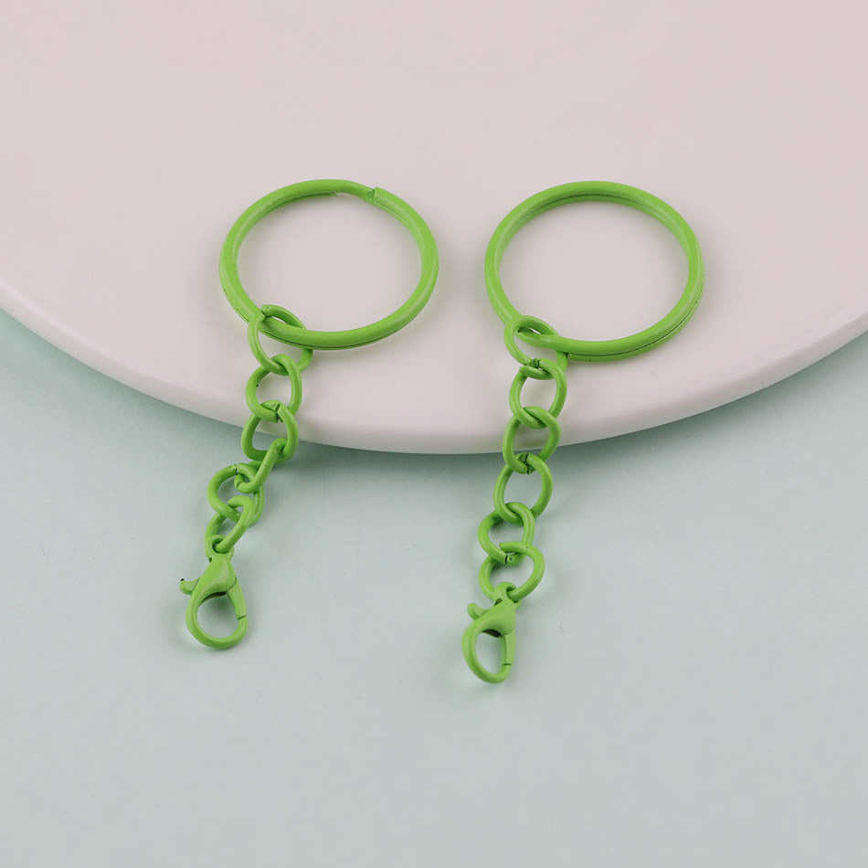 2pcs Colorful Split Ring Chain Lobster Clasp Keychain - Sky Blue