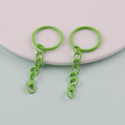 2pcs Colorful Split Ring Chain Lobster Clasp Keychain - Sky Blue