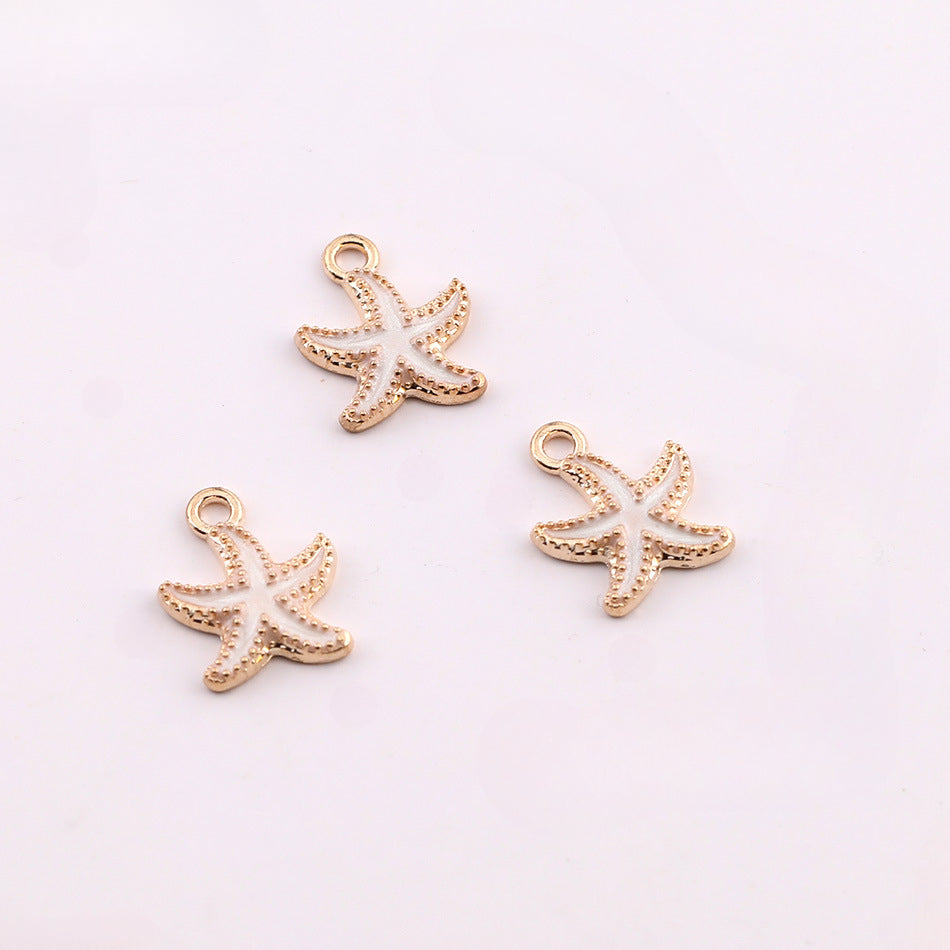 3pcs Enamel Gold Starfish Charm Pendant DIY Jewelry Finding - blue