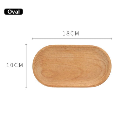 Solid Wood Dinner Plate Tray for Cake Bread Coffee and Tea