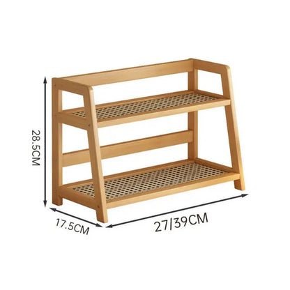 2 Layer Wooden Multipurpose Countertop Storage Shelf Organizer