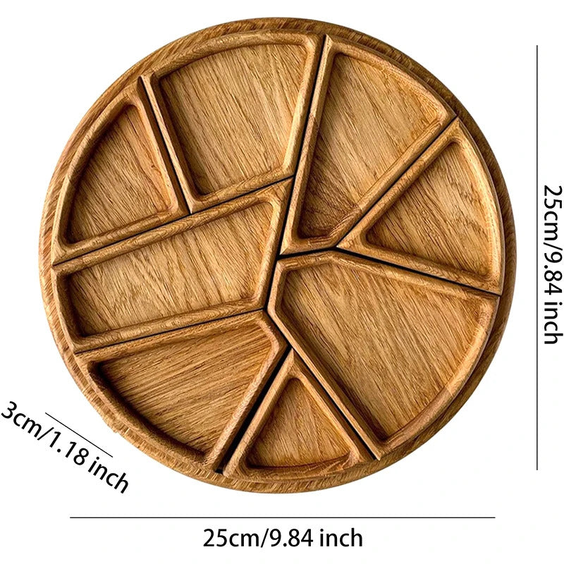 Divided Wood Serving Tray for Snacks and Desserts