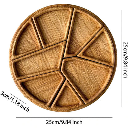 Divided Wood Serving Tray for Snacks and Desserts