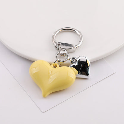 Cute Heart Charm Keychain Bag Pendant Accessory - Pink